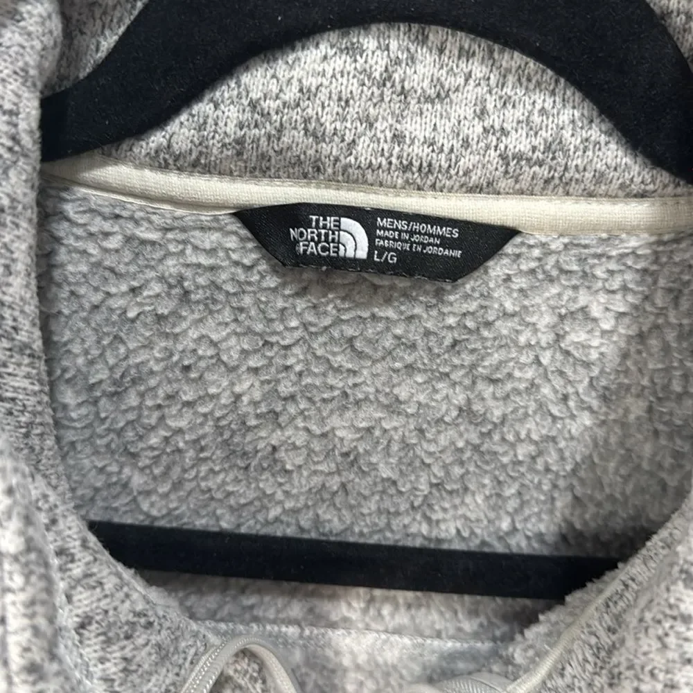 THE NORTH FACE Unisex 1/4 Zip Pullover Fleece Sweater Jacket Gray White Long
